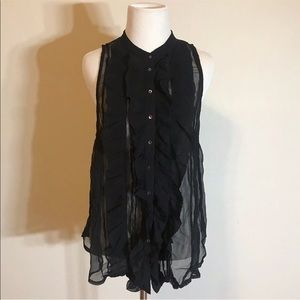 Free People Sheer Sleeveless Blouse Top Goth